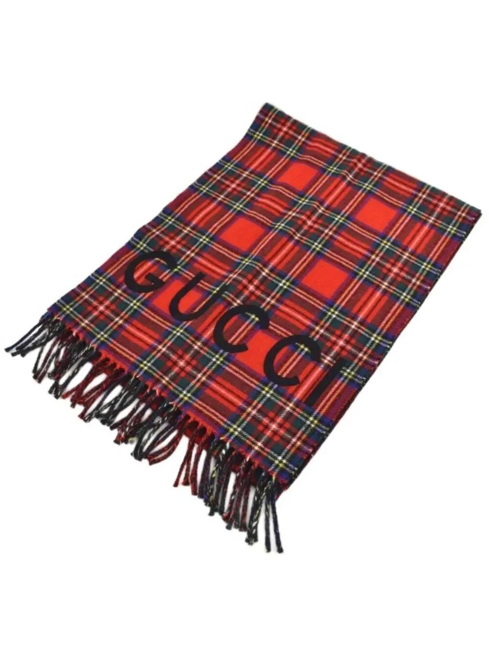 Gucci Scarf Shawl Check Wool Cashmere Blend 35 20